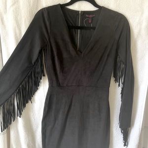 Long sleeve fringe bodycon dress